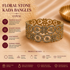 Premium Floral Crystal Gold Finish Kada Bangle (2 PCS )