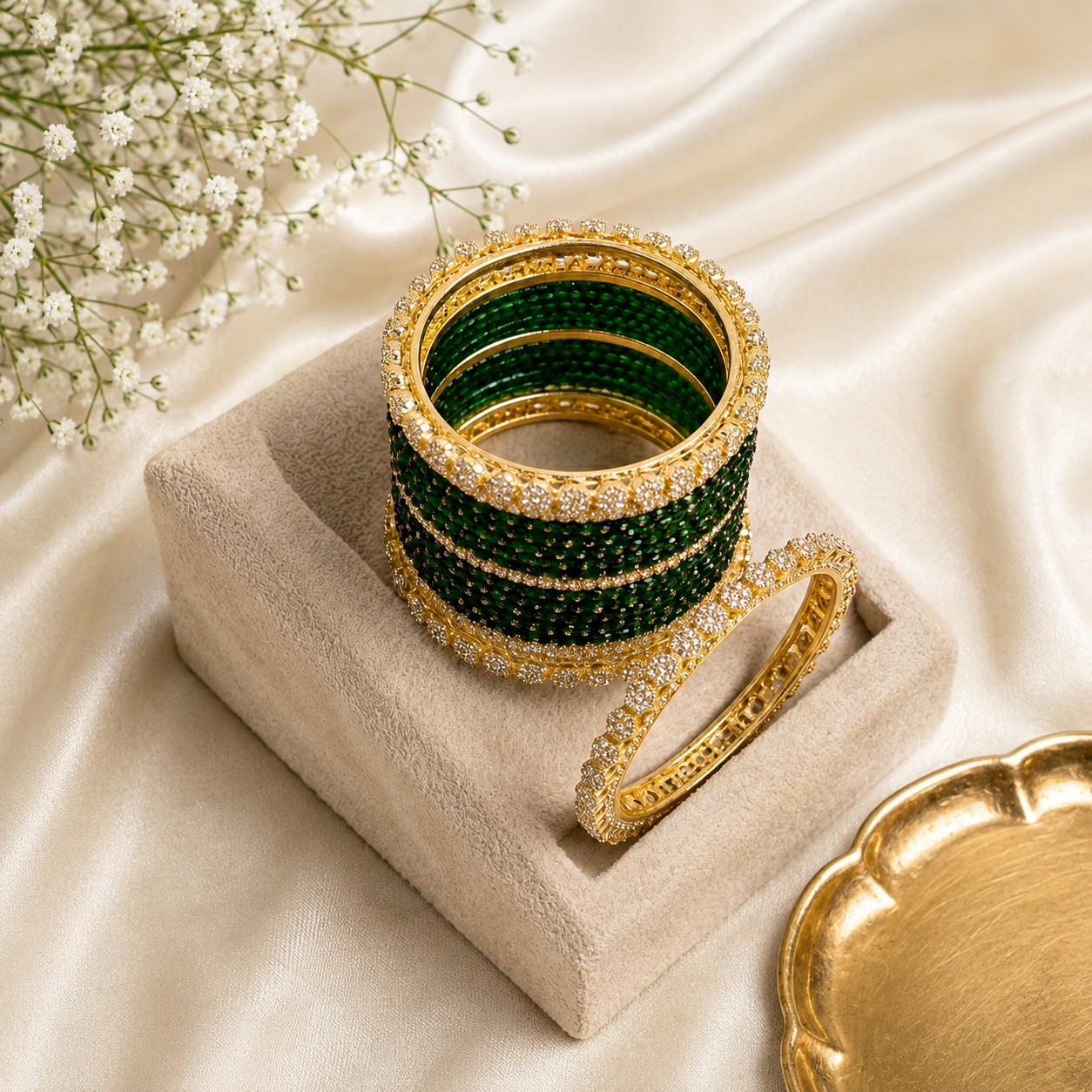 Emerald Green Glass Bangles Set – 36 Pieces