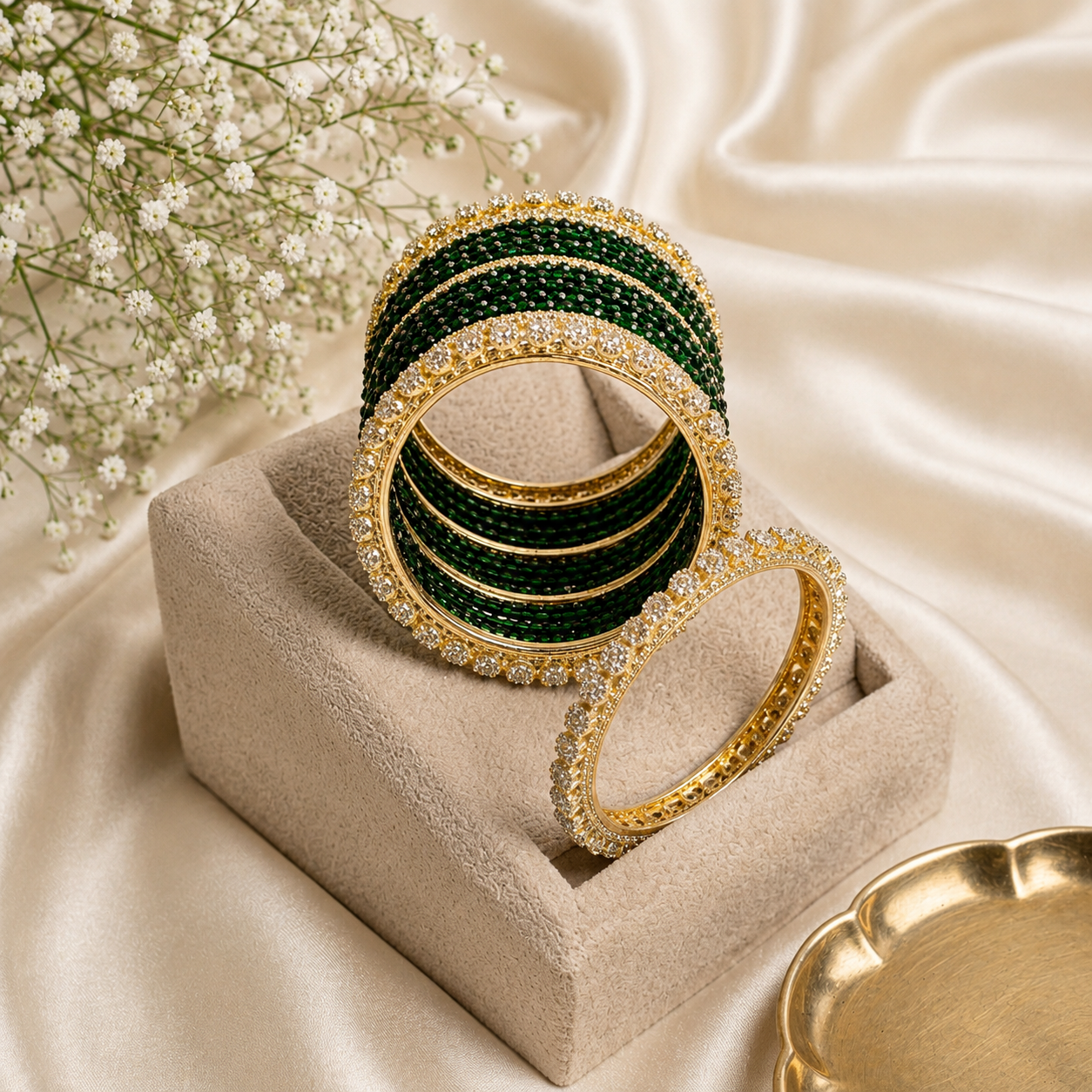 Emerald Green Glass Bangles Set – 36 Pieces
