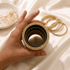 Black Velvet Gold-Tone Bridal Bangles Set