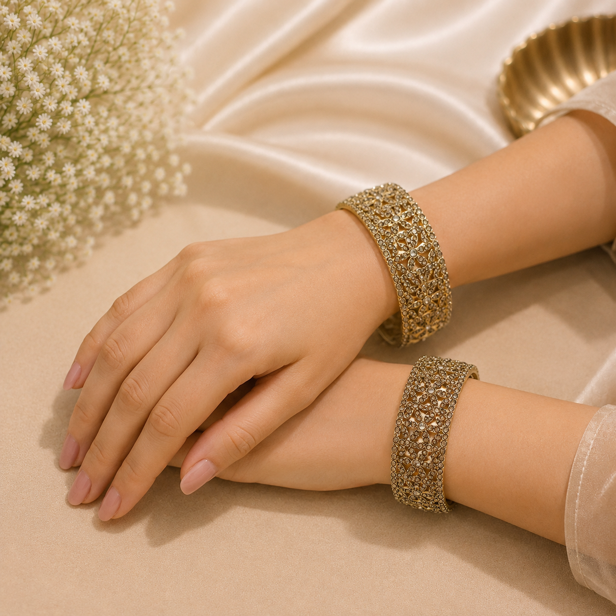 Metal Kada Bangle (2 Pieces)