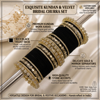 Black Velvet Gold-Tone Bridal Bangles Set