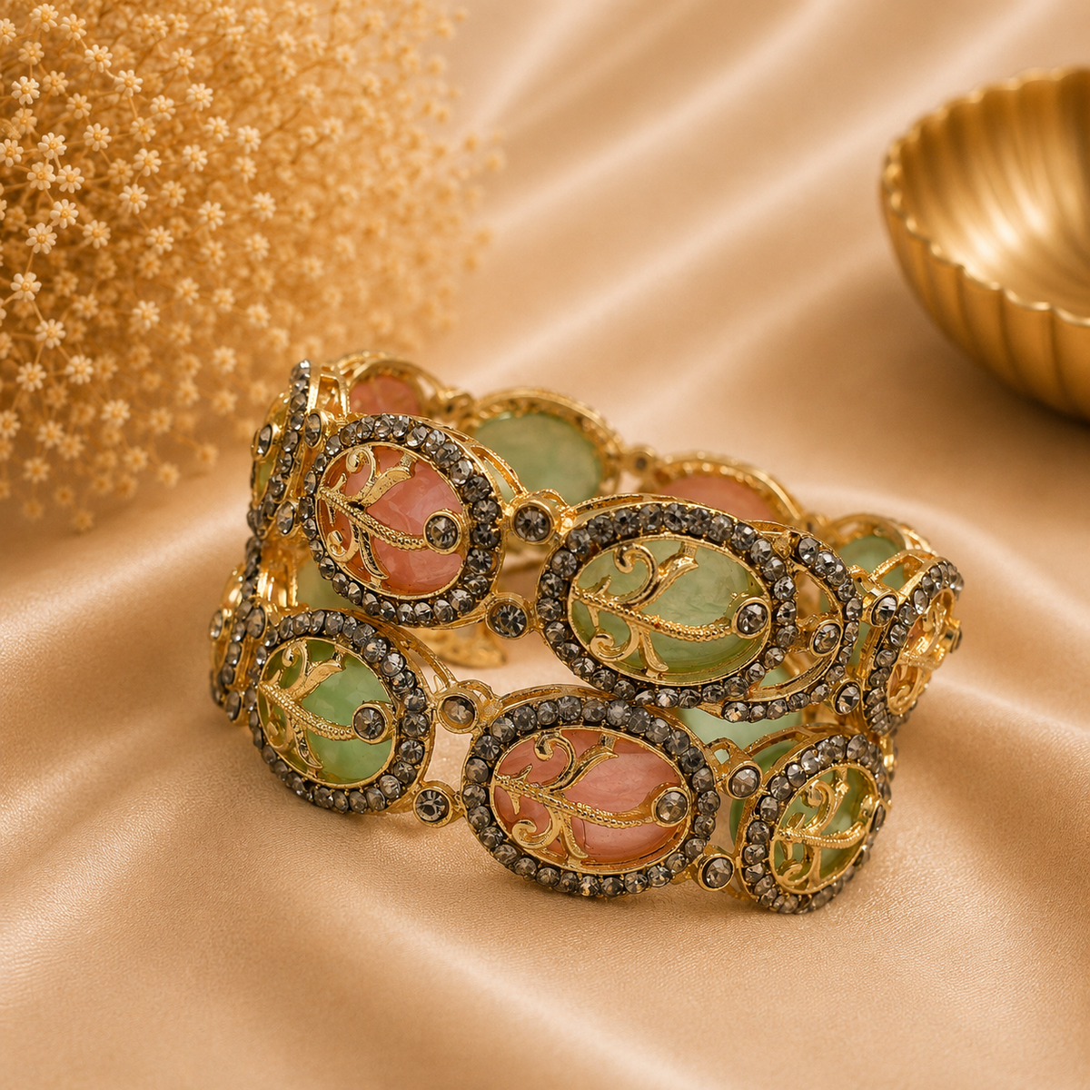 Premium Floral Metal Kada Bangle ( 2 PCS )