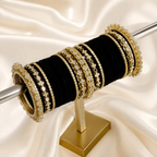 Black Velvet Gold-Tone Bridal Bangles Set
