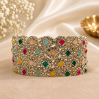 Metal Stone Bangle Kada (4 Pieces)