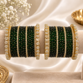 Emerald Green Glass Bangles Set – 36 Pieces