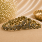 Metal Stone Bangle Kada (4 Pieces)