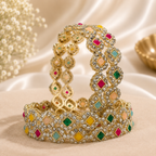 Metal Stone Bangle Kada (4 Pieces)