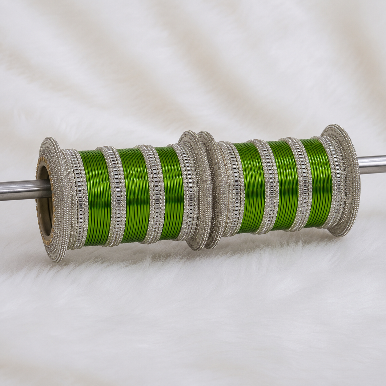 Green Metal Bangles Set with Kangan