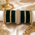 Premium Glass & Velvet Bangle Set