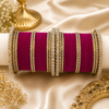 Premium Glass & Velvet Bangle Set