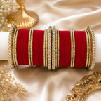 Premium Glass & Velvet Bangle Set