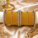 Premium Glass & Velvet Bangle Set