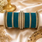Premium Glass & Velvet Bangle Set